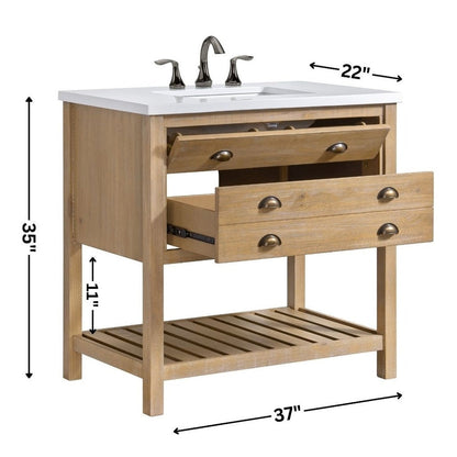 Meuble-lavabo de salle de bain simple Monterey 37 de style farmhouse avec plan de travail