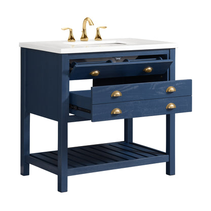 Meuble-lavabo de salle de bain simple Monterey 37 de style farmhouse avec plan de travail