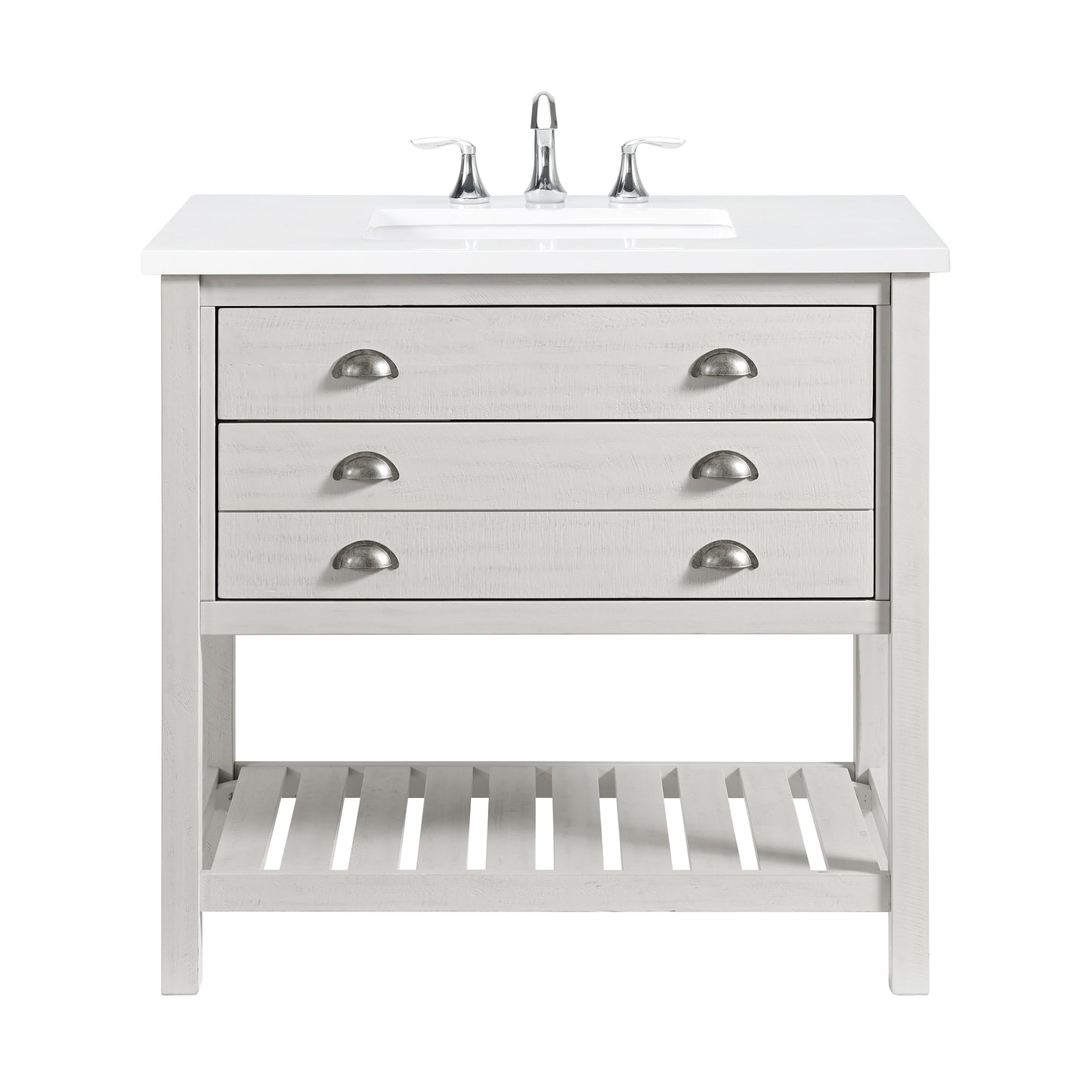 Meuble-lavabo de salle de bain simple Monterey 37 de style farmhouse avec plan de travail
