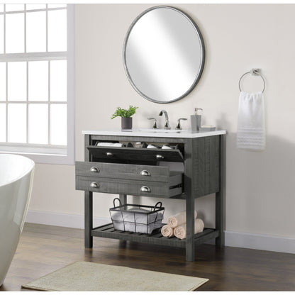 Meuble-lavabo de salle de bain simple Monterey 37 de style farmhouse avec plan de travail
