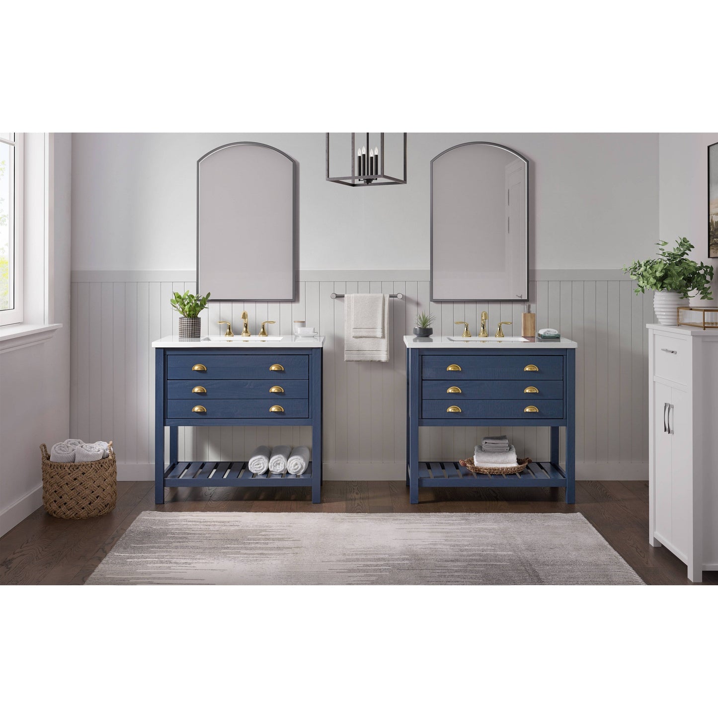 Meuble-lavabo de salle de bain simple Monterey 37 de style farmhouse avec plan de travail