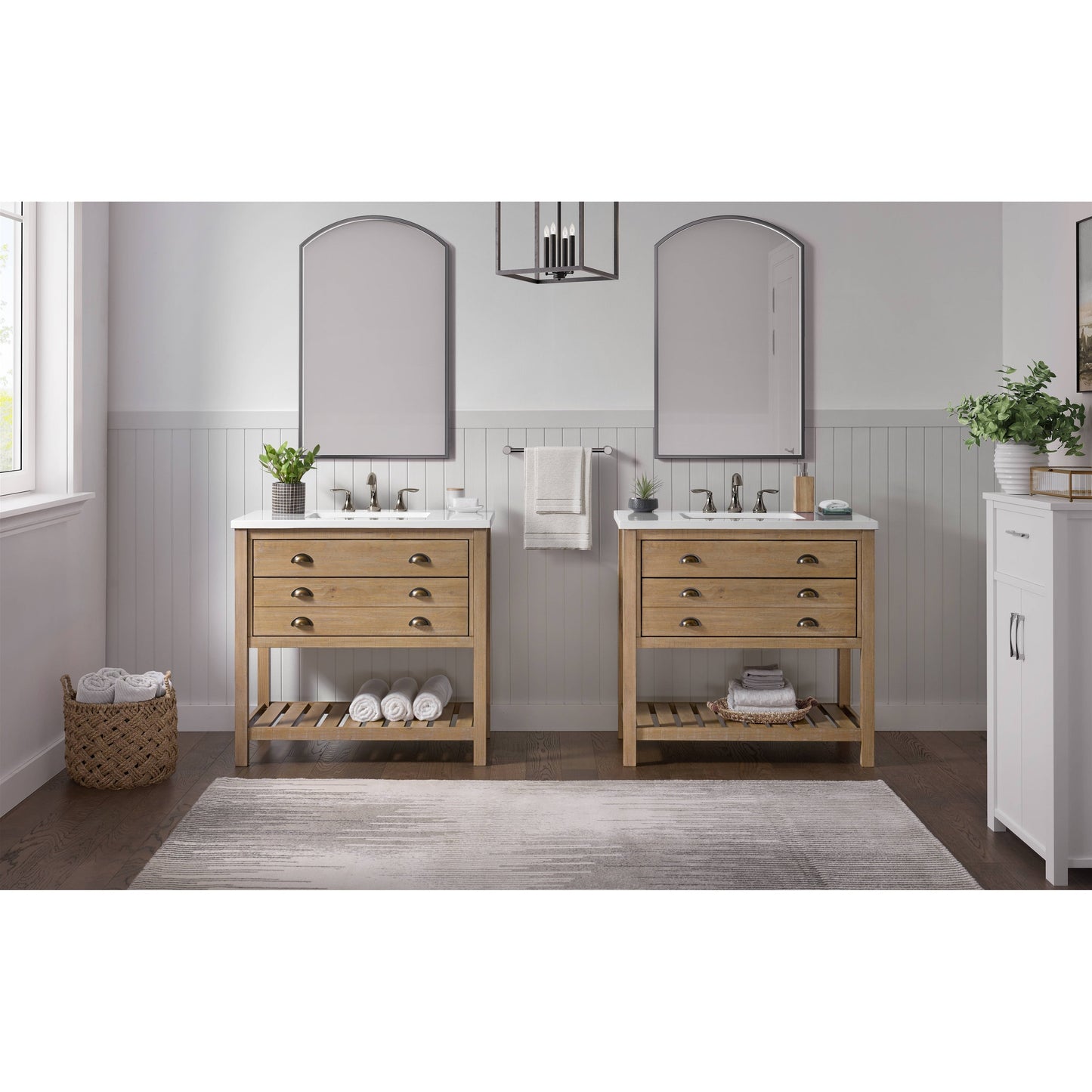 Meuble-lavabo de salle de bain simple Monterey 37 de style farmhouse avec plan de travail