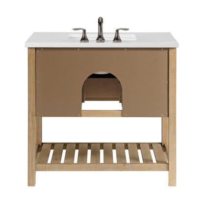 Meuble-lavabo de salle de bain simple Monterey 37 de style farmhouse avec plan de travail
