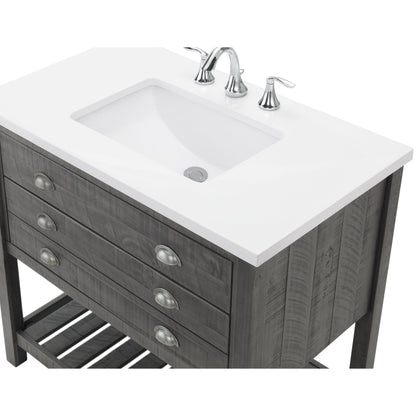 Meuble-lavabo de salle de bain simple Monterey 37 de style farmhouse avec plan de travail