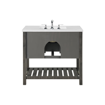 Meuble-lavabo de salle de bain simple Monterey 37 de style farmhouse avec plan de travail