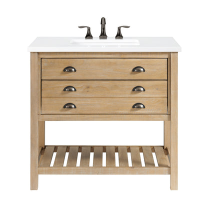 Meuble-lavabo de salle de bain simple Monterey 37 de style farmhouse avec plan de travail