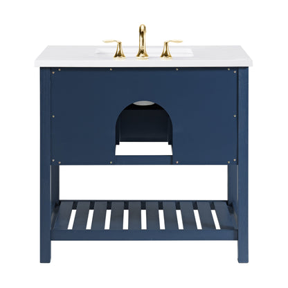 Meuble-lavabo de salle de bain simple Monterey 37 de style farmhouse avec plan de travail
