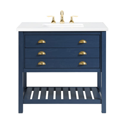 Meuble-lavabo de salle de bain simple Monterey 37 de style farmhouse avec plan de travail