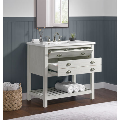 Meuble-lavabo de salle de bain simple Monterey 37 de style farmhouse avec plan de travail