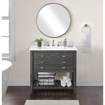 Meuble-lavabo de salle de bain simple Monterey 37 de style farmhouse avec plan de travail