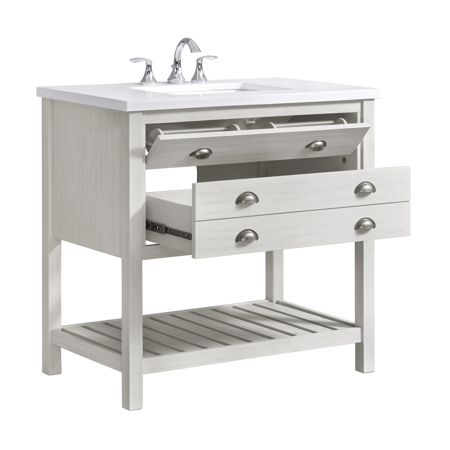 Meuble-lavabo de salle de bain simple Monterey 37 de style farmhouse avec plan de travail