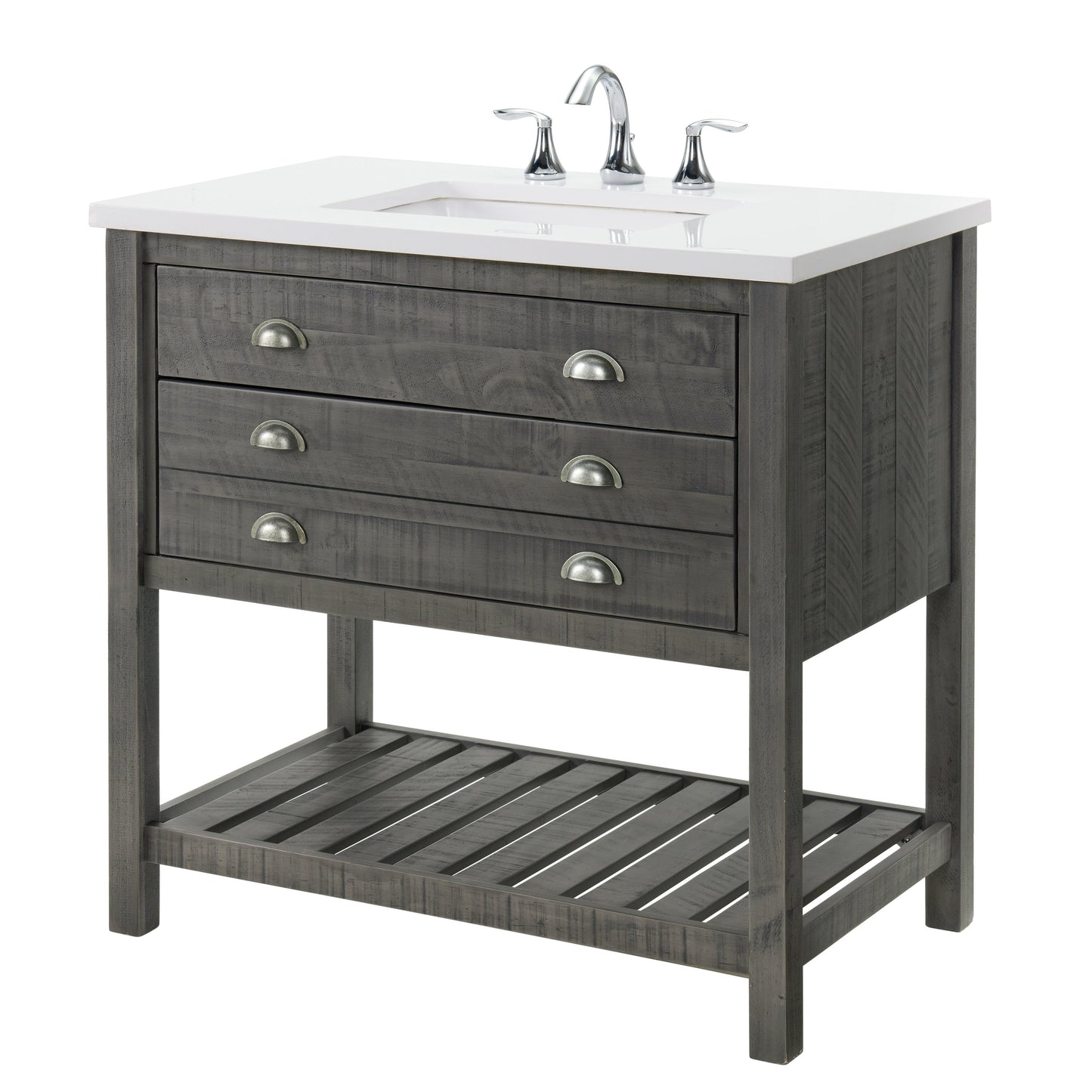 Meuble-lavabo de salle de bain simple Monterey 37 de style farmhouse avec plan de travail