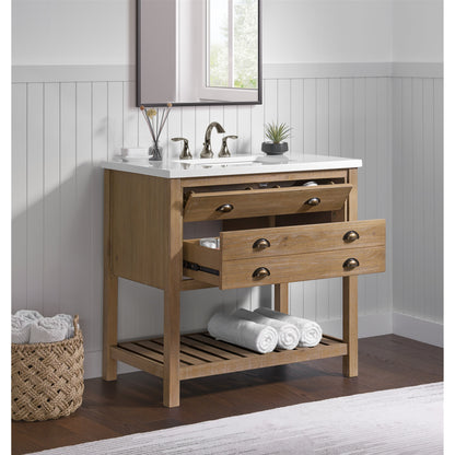 Meuble-lavabo de salle de bain simple Monterey 37 de style farmhouse avec plan de travail