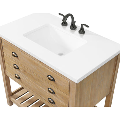 Meuble-lavabo de salle de bain simple Monterey 37 de style farmhouse avec plan de travail