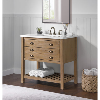 Meuble-lavabo de salle de bain simple Monterey 37 de style farmhouse avec plan de travail