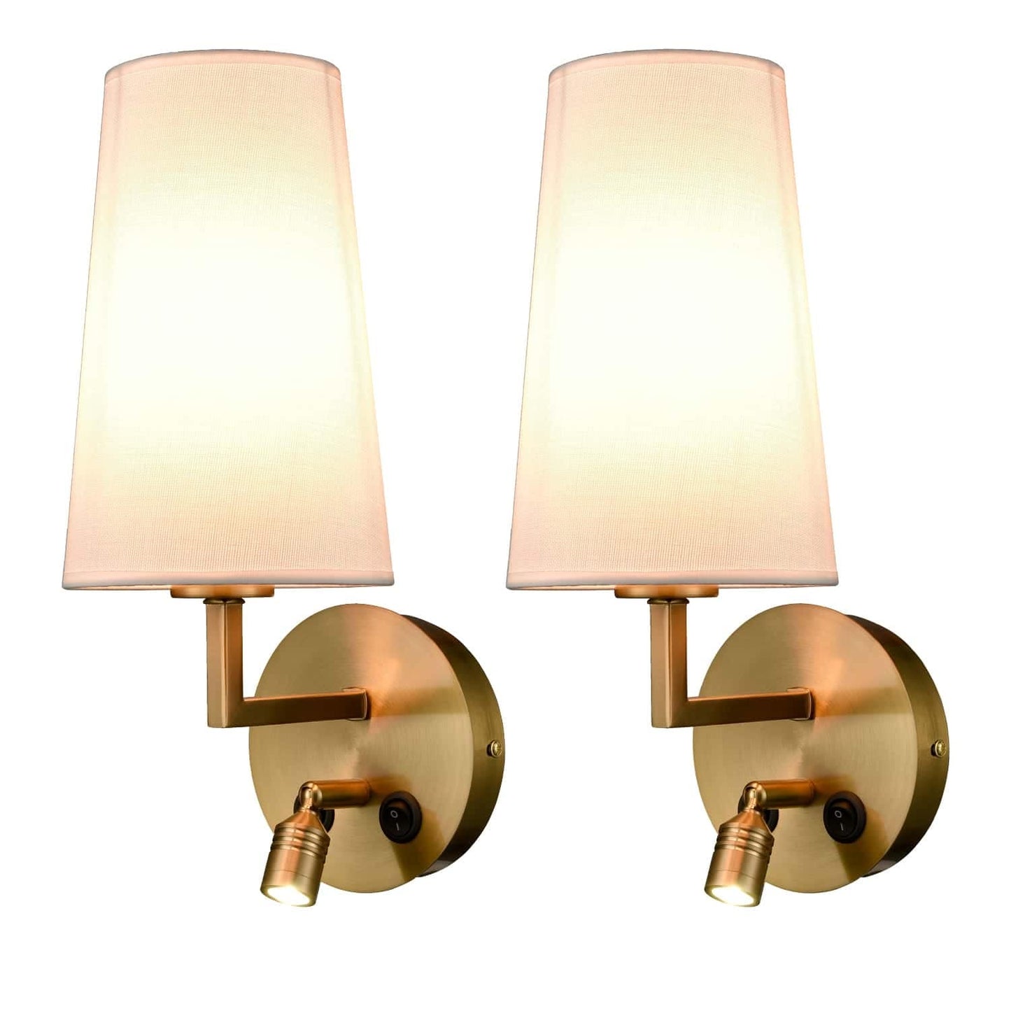 Ensemble de 2 appliques murales Morbihan, lampes murales en tissu avec port USB et interrupteur.