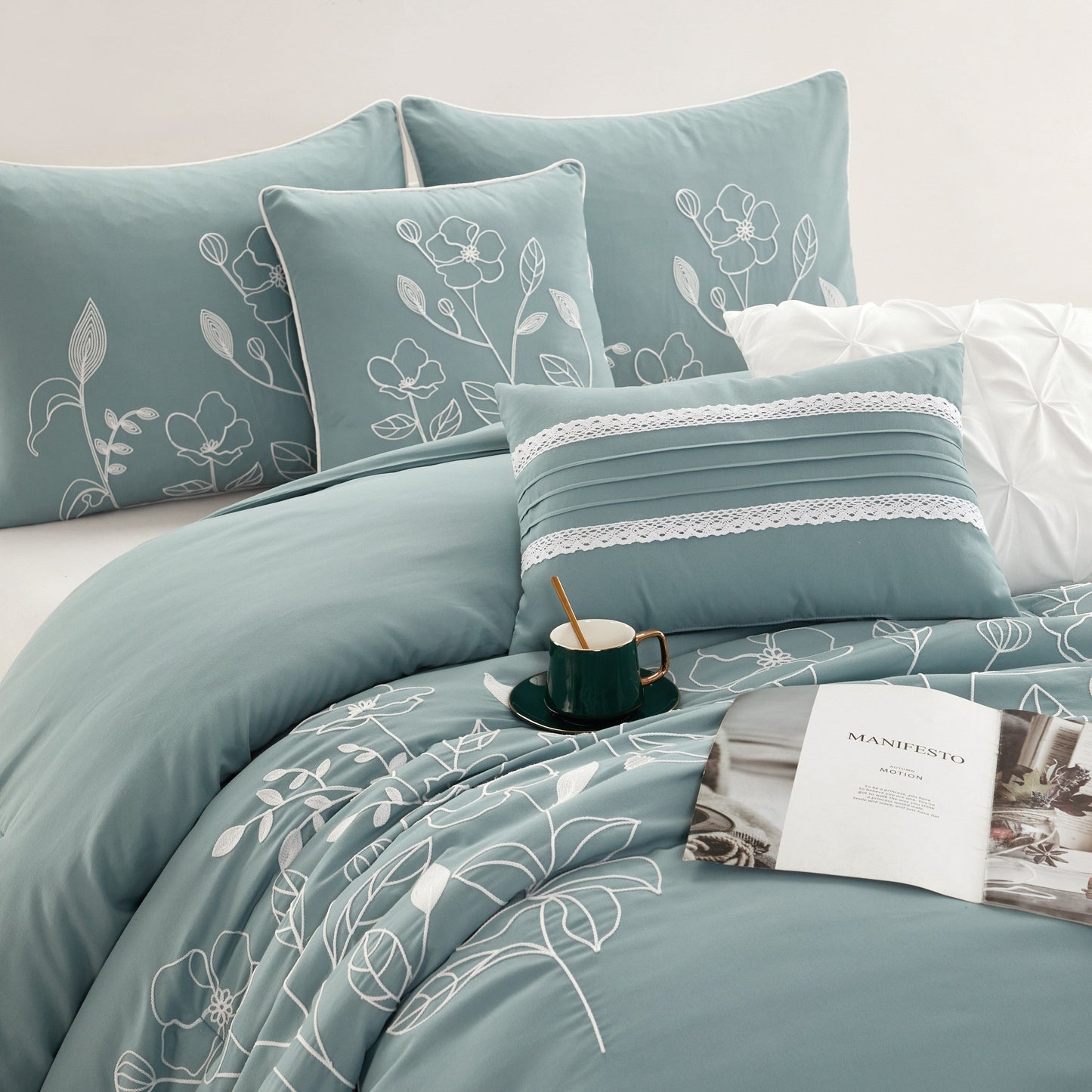 Ensemble de couette Nanshing Taylor 7 pièces à motifs floraux botaniques