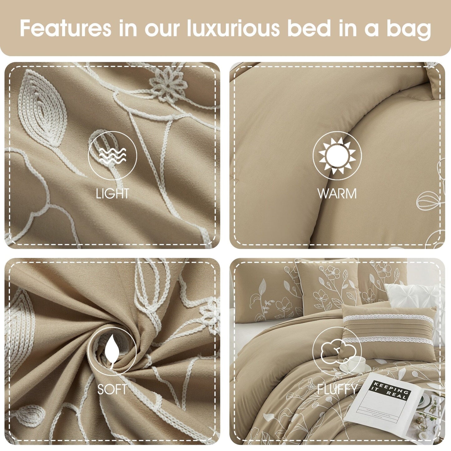 Ensemble de couette Nanshing Taylor 7 pièces à motifs floraux botaniques