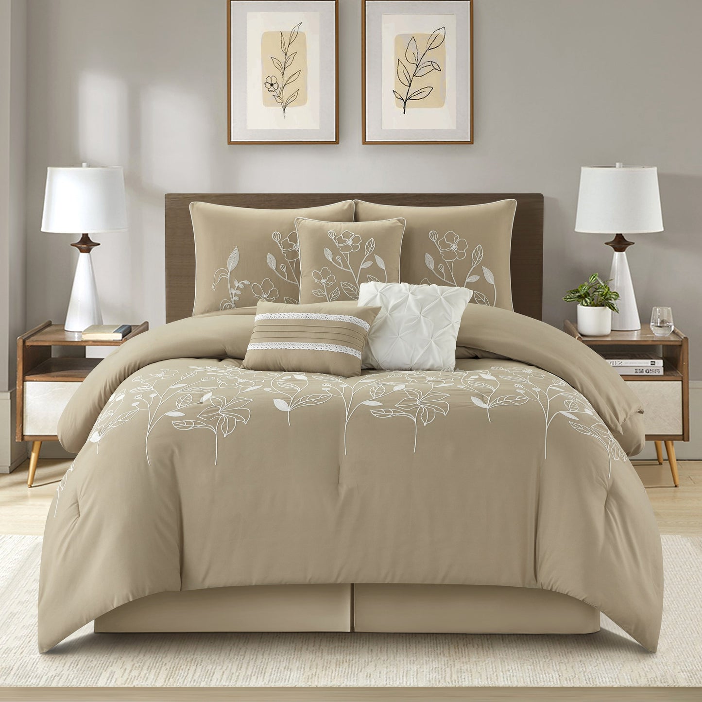 Ensemble de couette Nanshing Taylor 7 pièces à motifs floraux botaniques