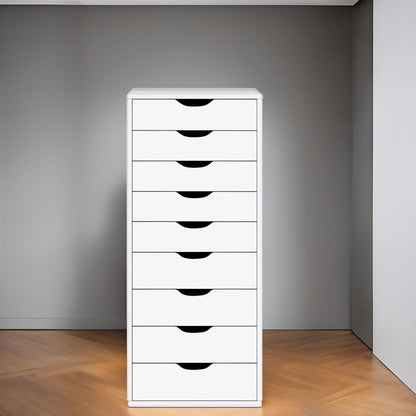 Armoire étroite en bois à 9 tiroirs avec coulisses à glissement fluide et étagère de rangement supérieure.
