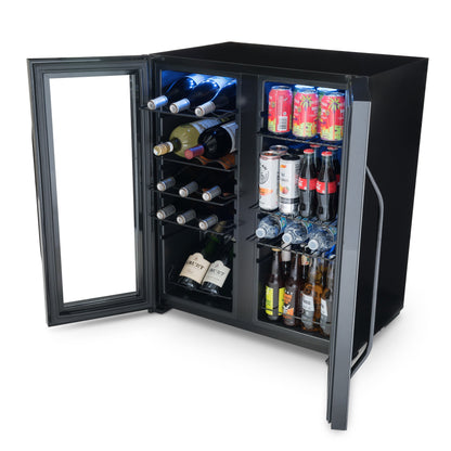 Réfrigérateur à vin et boissons Newair, 18 bouteilles et 59 canettes, double zone de température, autoportant, contrôle numérique de la température