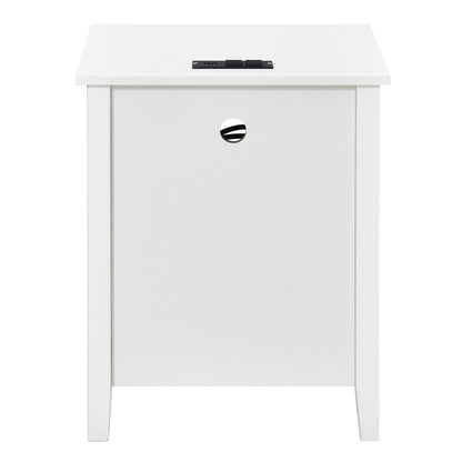 Ensemble de 2 tables de chevet avec station de recharge, table d'appoint avec 2 tiroirs, ports USB et prises électriques, pour lit.