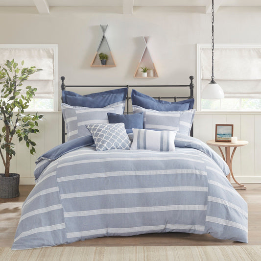 Ensemble de couette surdimensionnée en coton bleu nobiliaire de Madison Park Signature