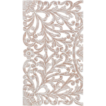 Norma - Tableau mural en bois naturel sculpté à la main, motif floral, 3 panneaux, 122 x 71 cm (48x28 pouces)