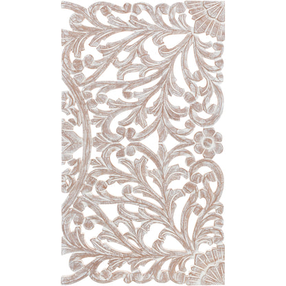 Norma - Tableau mural en bois naturel sculpté à la main, motif floral, 3 panneaux, 122 x 71 cm (48x28 pouces)