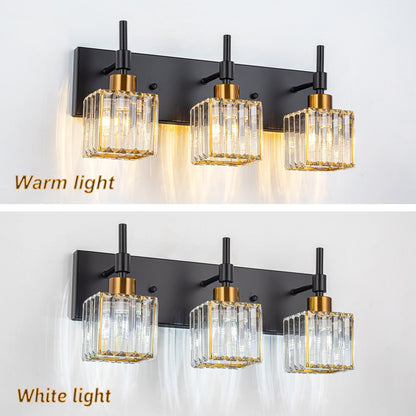 Ora Lustre de salle de bain moderne à cristaux, à intensité variable, pour miroir, éclairage de vanité glamour
