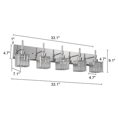 Ora Lustre de salle de bain moderne à cristaux, à intensité variable, pour miroir, éclairage de vanité glamour