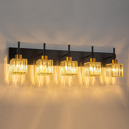 Ora Lustre de salle de bain moderne à cristaux, à intensité variable, pour miroir, éclairage de vanité glamour