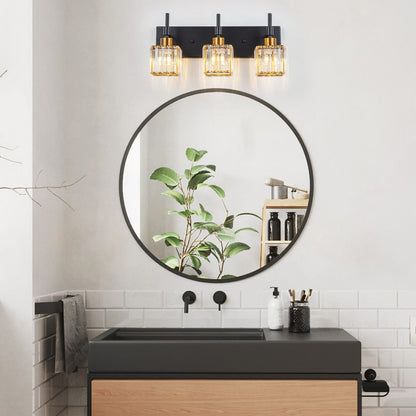 Ora Lustre de salle de bain moderne à cristaux, à intensité variable, pour miroir, éclairage de vanité glamour