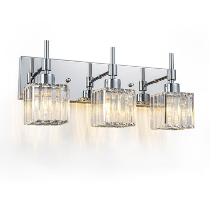 Ora Lustre de salle de bain moderne à cristaux, à intensité variable, pour miroir, éclairage de vanité glamour