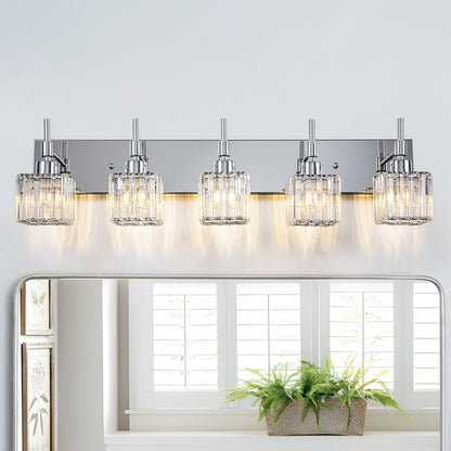 Ora Lustre de salle de bain moderne à cristaux, à intensité variable, pour miroir, éclairage de vanité glamour