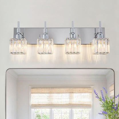 Ora Lustre de salle de bain moderne à cristaux, à intensité variable, pour miroir, éclairage de vanité glamour