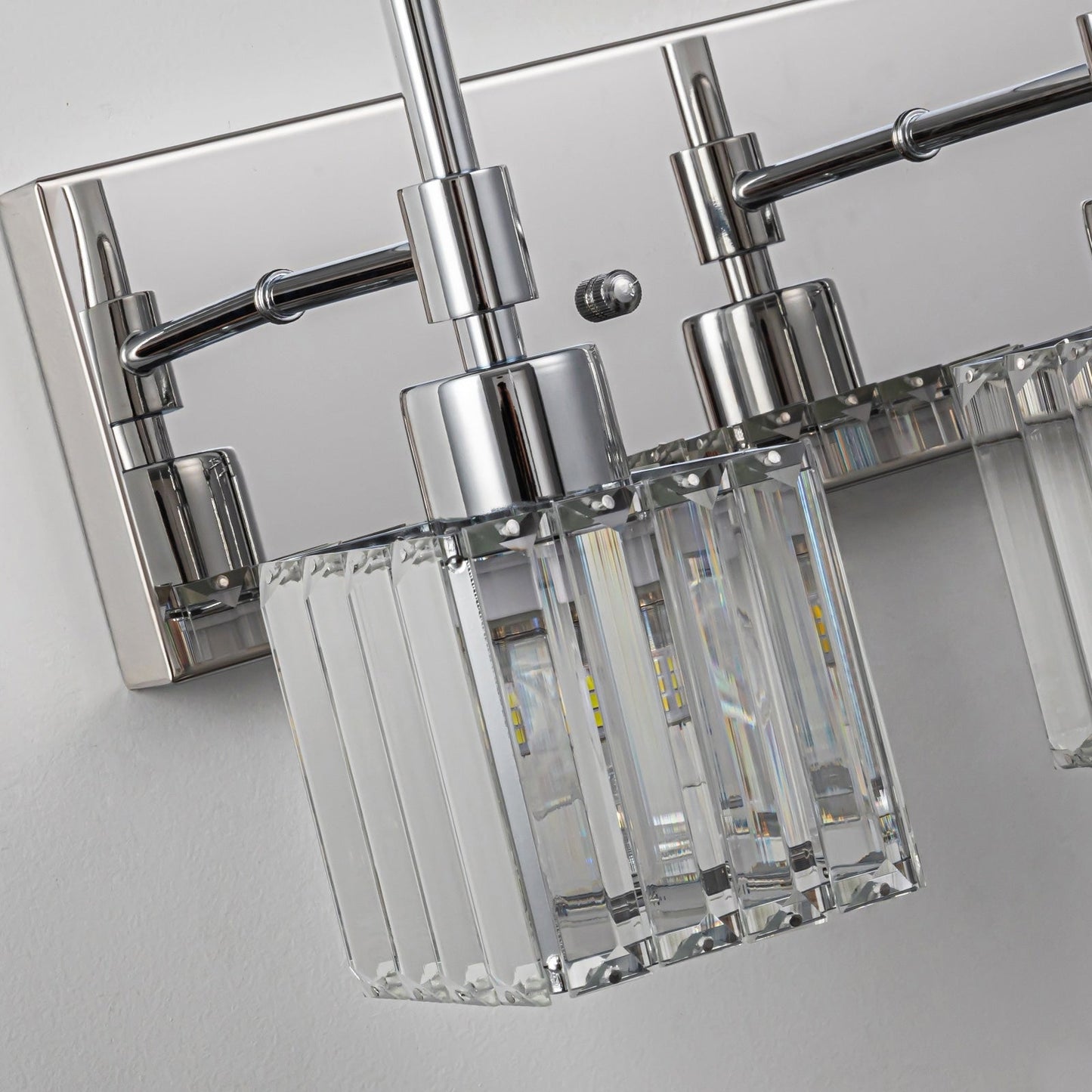 Ora Lustre de salle de bain moderne à cristaux, à intensité variable, pour miroir, éclairage de vanité glamour