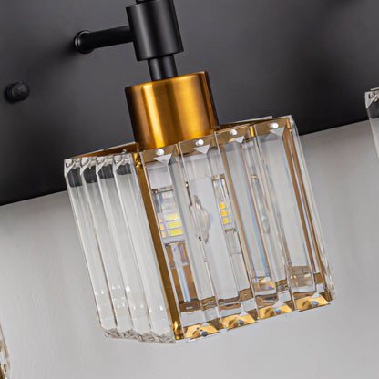 Ora Lustre de salle de bain moderne à cristaux, à intensité variable, pour miroir, éclairage de vanité glamour