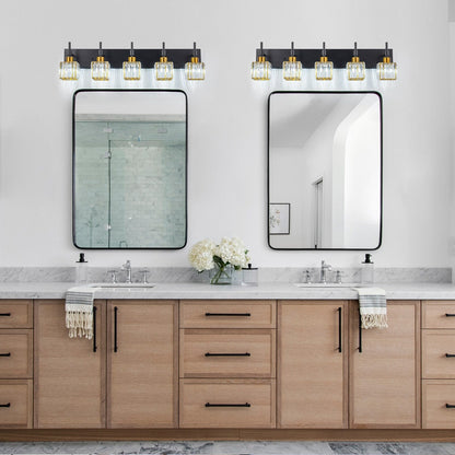 Ora Lustre de salle de bain moderne à cristaux, à intensité variable, pour miroir, éclairage de vanité glamour