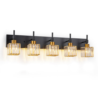 Ora Lustre de salle de bain moderne à cristaux, à intensité variable, pour miroir, éclairage de vanité glamour