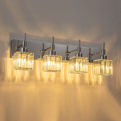 Ora Lustre de salle de bain moderne à cristaux, à intensité variable, pour miroir, éclairage de vanité glamour