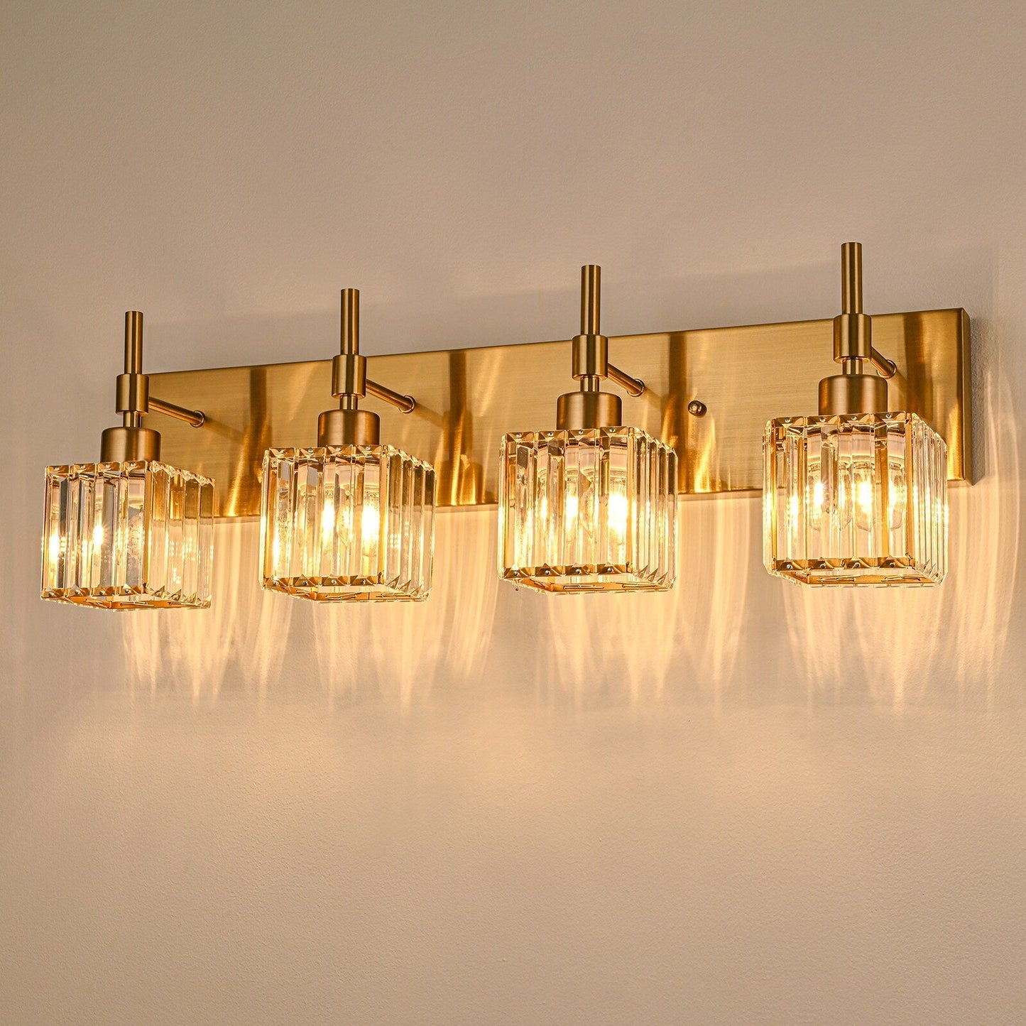 Ora Lustre de salle de bain moderne à cristaux, à intensité variable, pour miroir, éclairage de vanité glamour