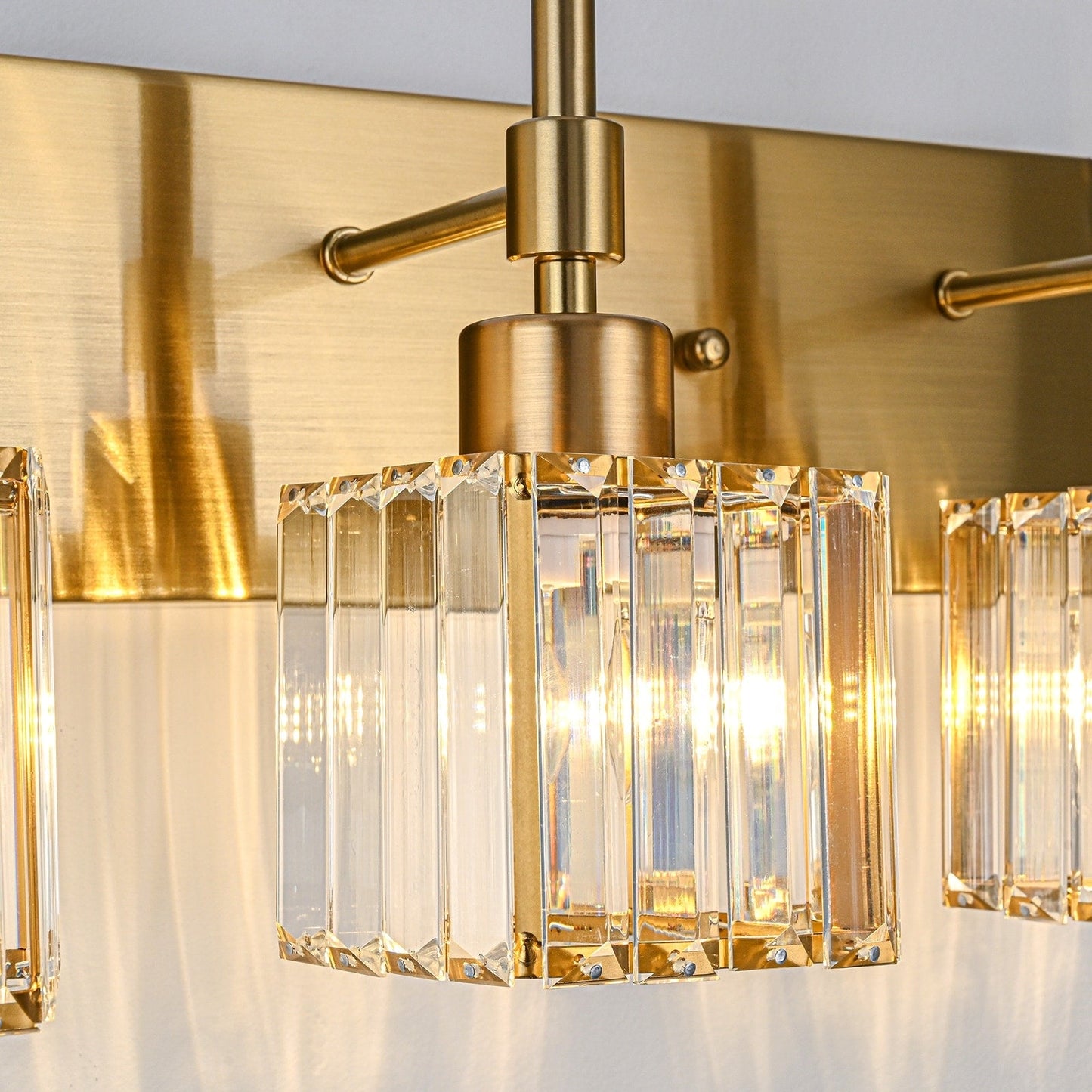 Ora Lustre de salle de bain moderne à cristaux, à intensité variable, pour miroir, éclairage de vanité glamour