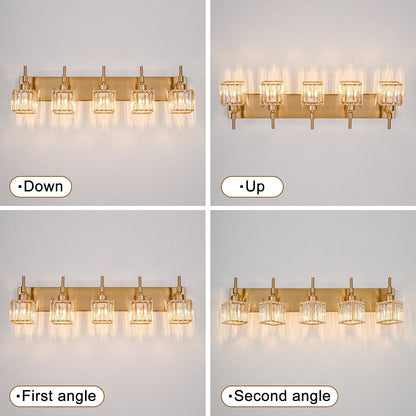 Ora Lustre de salle de bain moderne à cristaux, à intensité variable, pour miroir, éclairage de vanité glamour