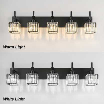 Ora Lustre de salle de bain moderne à cristaux, à intensité variable, pour miroir, éclairage de vanité glamour
