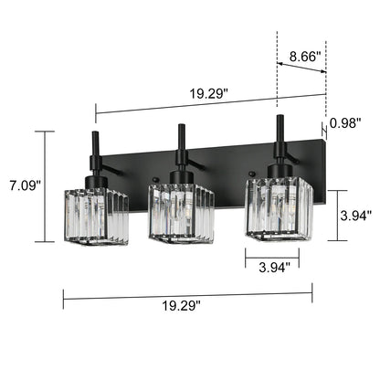 Ora Lustre de salle de bain moderne à cristaux, à intensité variable, pour miroir, éclairage de vanité glamour