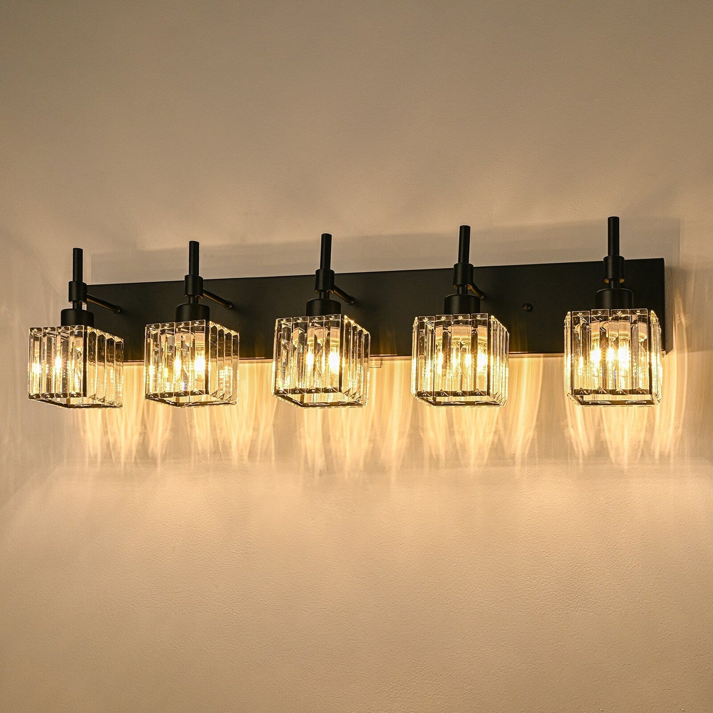 Ora Lustre de salle de bain moderne à cristaux, à intensité variable, pour miroir, éclairage de vanité glamour