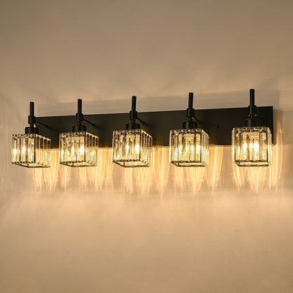 Ora Lustre de salle de bain moderne à cristaux, à intensité variable, pour miroir, éclairage de vanité glamour