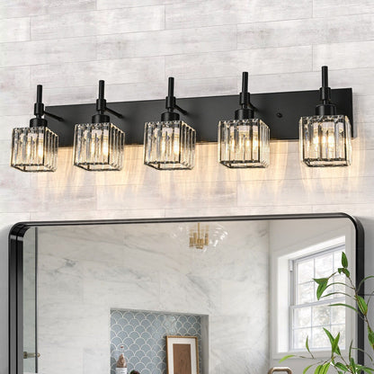 Ora Lustre de salle de bain moderne à cristaux, à intensité variable, pour miroir, éclairage de vanité glamour
