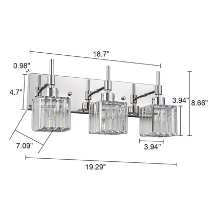 Ora Lustre de salle de bain moderne à cristaux, à intensité variable, pour miroir, éclairage de vanité glamour